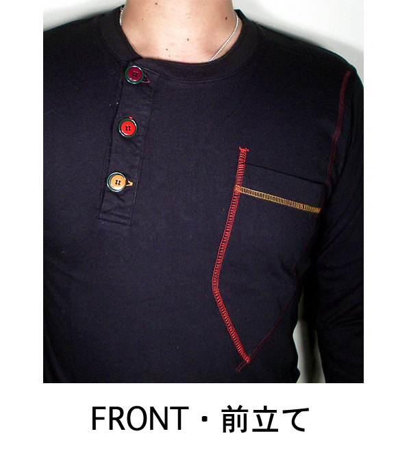 Audience アシンメトリー斜めヘンリーネックL/S Tee