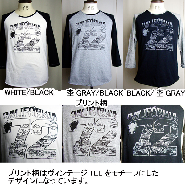 Audience ヴィンテージプリント72ラグランスリーブベースボールTEE