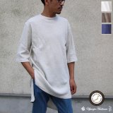 度詰ワッフル サイドスリット ロングビッグ 5/S Tee【MADE IN JAPAN】『日本製』/ Upscape Audience