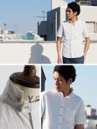 More photos3: 【RE PRICE / 価格改定】  ダンガリースタンドボタンダウンカラー半袖シャツ / Audience x GUNG HO