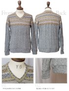 More photos1: サンガクJQ×ネップケーブルニットパネル切替Vネック長袖ニット【MADE IN JAPAN】 / Upscape Audience
