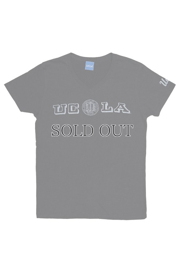 画像2: UCLA"UCLA"ロゴ三素材混カレッジプリント半袖VネックTシャツ [Lady's] / Audience