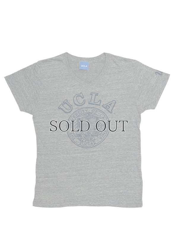 画像2:  UCLA"UCLA"大学ロゴ三素材混カレッジプリント半袖VネックTシャツ [Lady's] / Audience
