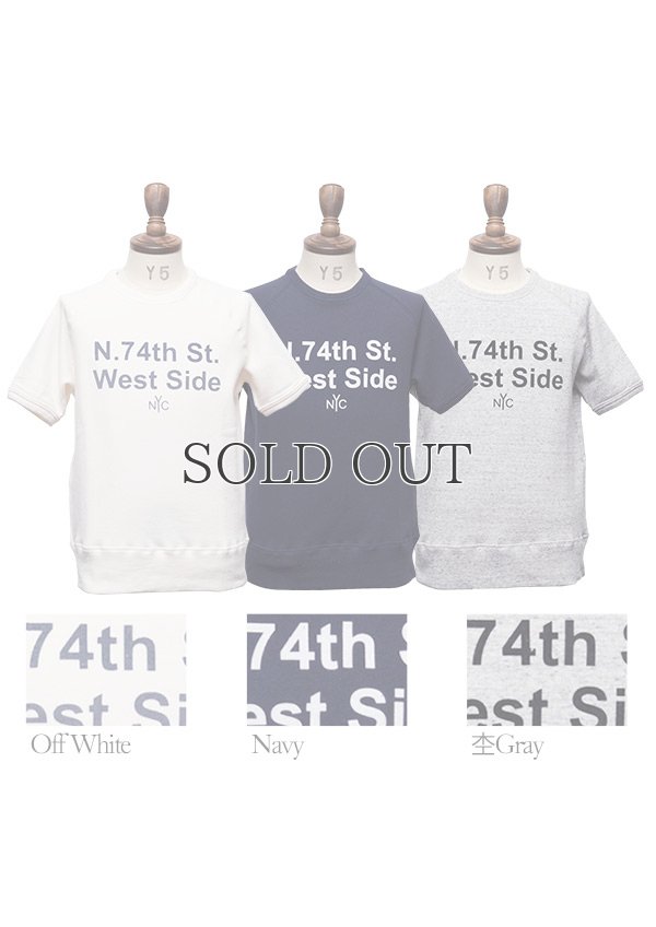 画像18: ソフトエアー裏毛"N.74th St. West Side"プリントラグラン半袖スウェットシャツ【MADE IN JAPAN】『日本製』/ Upscape Audience