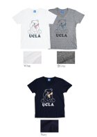 More photos2: 【RE PRICE / 価格改定】 UCLA"Sleepy Bear"コットン/三素材混カレッジプリント半袖VネックTシャツ / Audience
