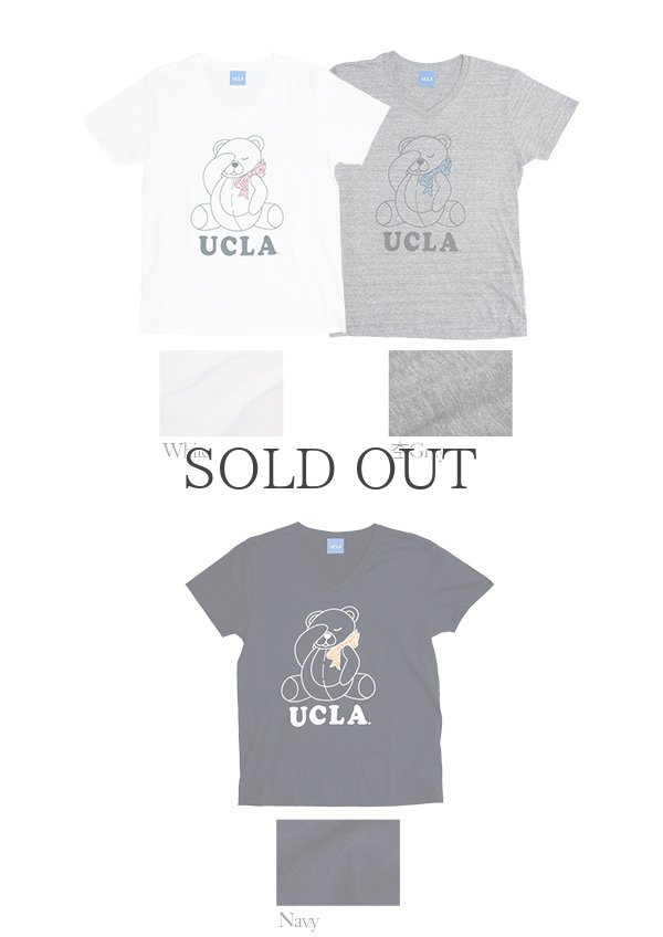 画像4: UCLA"Sleepy Bear"コットン/三素材混カレッジプリント半袖VネックTシャツ [Lady's] / Audience