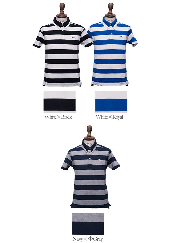 画像10: 【RE PRICE / 価格改定】鹿の子太ボーダーエレファント刺繍ボタンダウンカラーポロシャツ【MADE IN JAPAN】『日本製』/ Upscape Audience