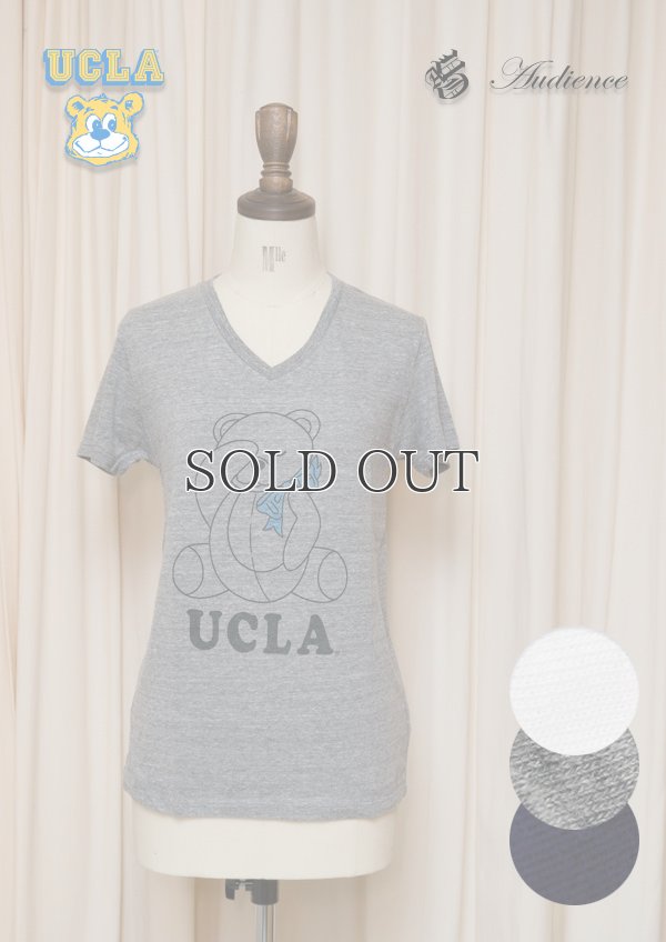 画像1: UCLA"Sleepy Bear"コットン/三素材混カレッジプリント半袖VネックTシャツ [Lady's] / Audience