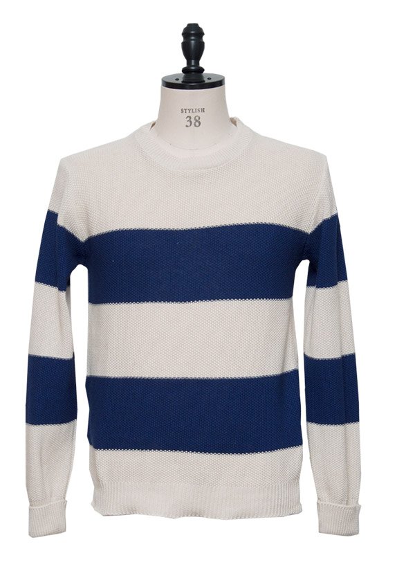 画像10: 【RE PRICE/価格改定】French Linen（フレンチリネン）鹿の子太ボーダークルーネック長袖ニット【MADE IN JAPAN】『日本製』/ Upscape Audience