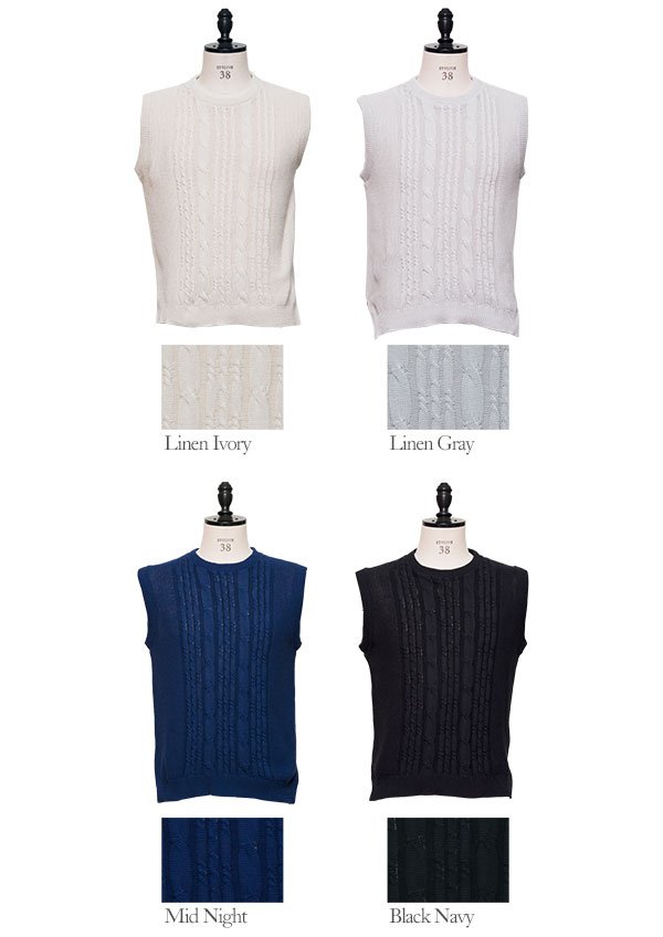 画像7: 【RE PRICE/価格改定】フランスリネンケーブル×鹿の子クルーネックベスト[Lady's] / Upscape Audience