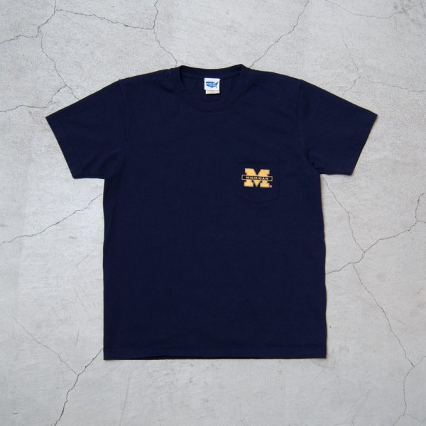 画像5: 【RE PRICE / 価格改定】University of Michigan "M" 7.1oz米綿丸胴オールドプリントクルーネックポケットT / Audience