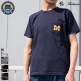 【RE PRICE / 価格改定】University of Michigan "M" 7.1oz米綿丸胴オールドプリントクルーネックポケットT / Audience