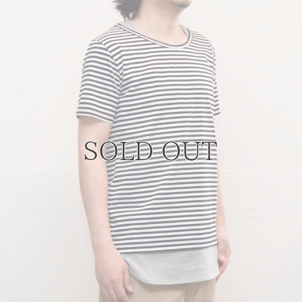 画像3: コーマ天竺×シルケットボーダーレイヤード半袖カットソー / Upscape Audience