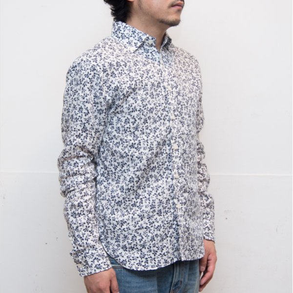 画像14: 【RE PRICE / 価格改定】小花柄リネンワイドスプレッドカラーボタンダウン長袖シャツ 【MADE IN JAPAN】『日本製』/ Upscape Audience