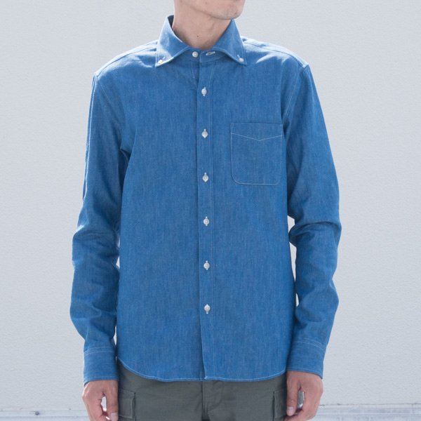 画像13: 【RE PRICE / 価格改定】麻混デニムワイドスプレッド長袖シャツ【MADE IN JAPAN】『日本製』/ Upscape Audience