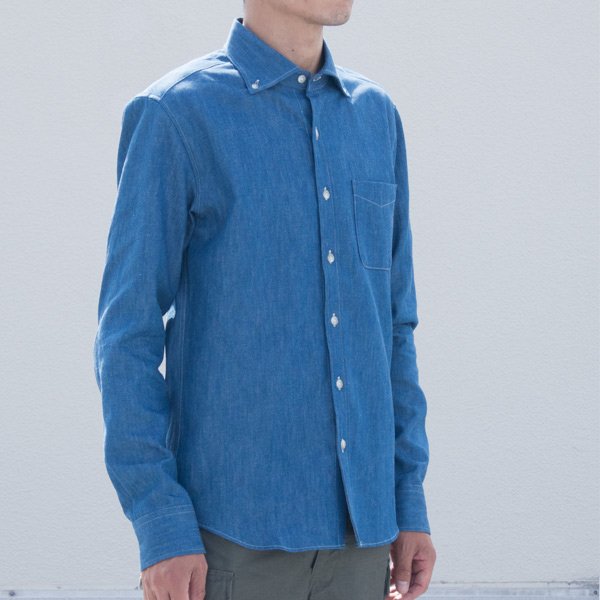 画像14: 【RE PRICE / 価格改定】麻混デニムワイドスプレッド長袖シャツ【MADE IN JAPAN】『日本製』/ Upscape Audience