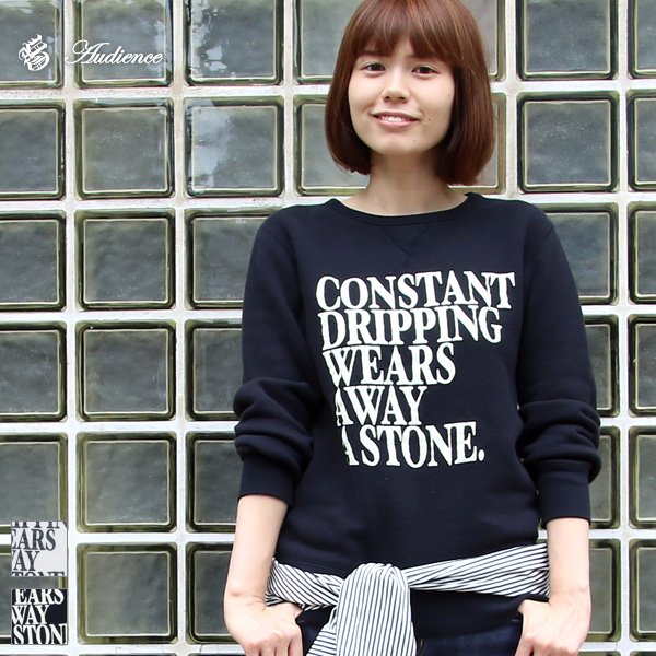 画像1: 【RE PRICE/価格改定】オールドプリント"Constant Dripping Wears Away A Stone."ヴィンテージガゼットクルーネックスウェット [Lady's] / Audience