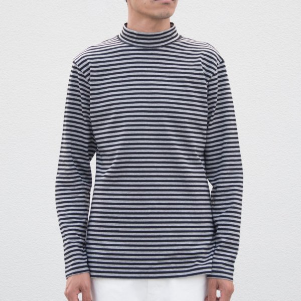 画像14: 【RE PRICE / 価格改定】高密度シルケットボーダーモックネック長袖Tシャツ【MADE IN JAPAN】『日本製』/ Upscape Audience