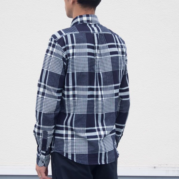 画像11: 【RE PRICE / 価格改定】ワイドスプレッドボタンダウンカラーインディゴネルチェック長袖シャツ【MADE IN JAPAN】『日本製』  / Upscape Audience