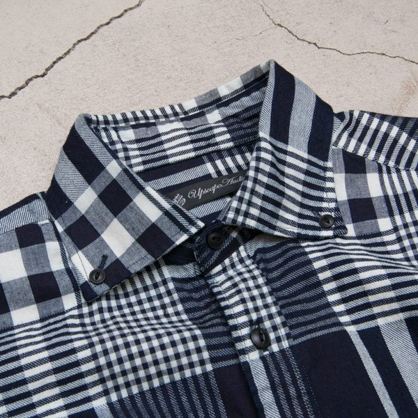 画像14: 【RE PRICE / 価格改定】ワイドスプレッドボタンダウンカラーインディゴネルチェック長袖シャツ【MADE IN JAPAN】『日本製』  / Upscape Audience