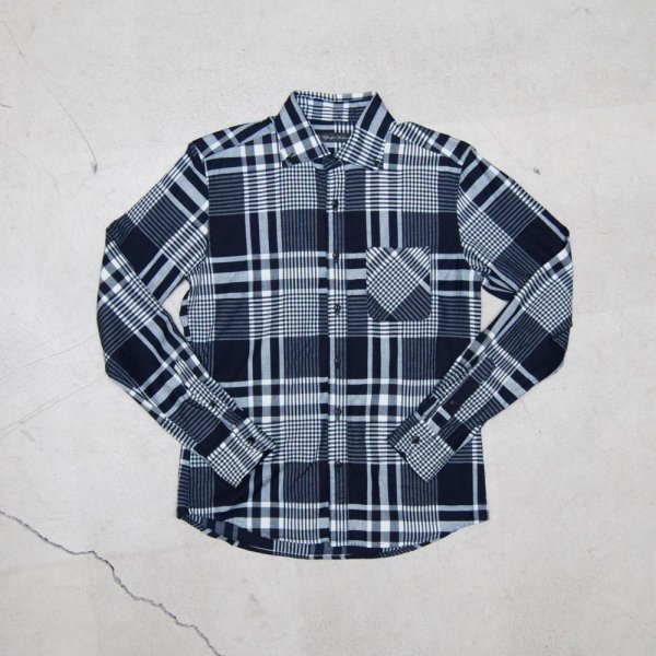 画像19: 【RE PRICE / 価格改定】ワイドスプレッドボタンダウンカラーインディゴネルチェック長袖シャツ【MADE IN JAPAN】『日本製』  / Upscape Audience