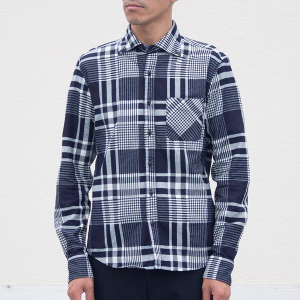 画像9: 【RE PRICE / 価格改定】ワイドスプレッドボタンダウンカラーインディゴネルチェック長袖シャツ【MADE IN JAPAN】『日本製』  / Upscape Audience