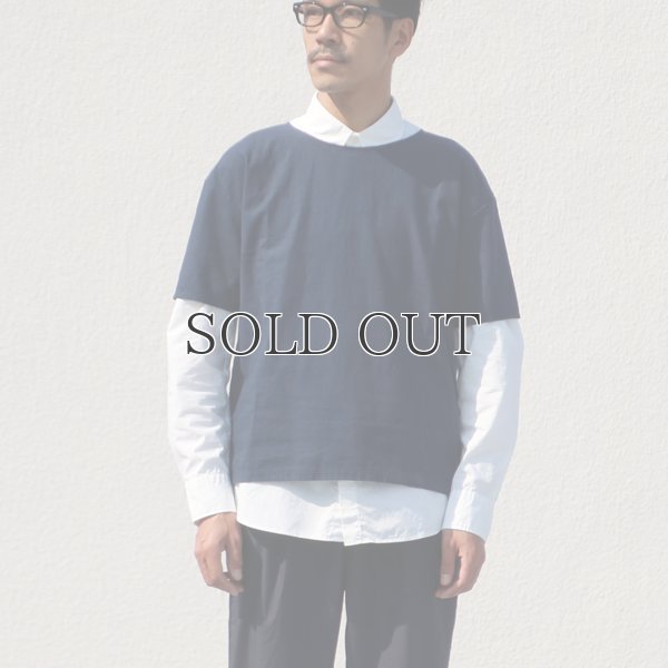 画像8: ソフトリネンコットンキャンバスドロップショルダーノーカラーシャツ5分袖【MADE IN JAPAN】 『日本製』/ Upscape Audience