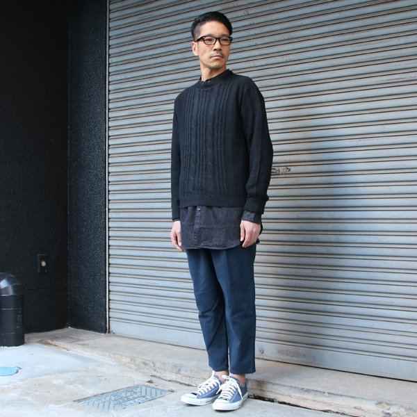 画像8: フランスリネンケーブル×鹿の子クルーネック長袖ニット【MADE IN JAPAN】『日本製』/ Upscape Audience
