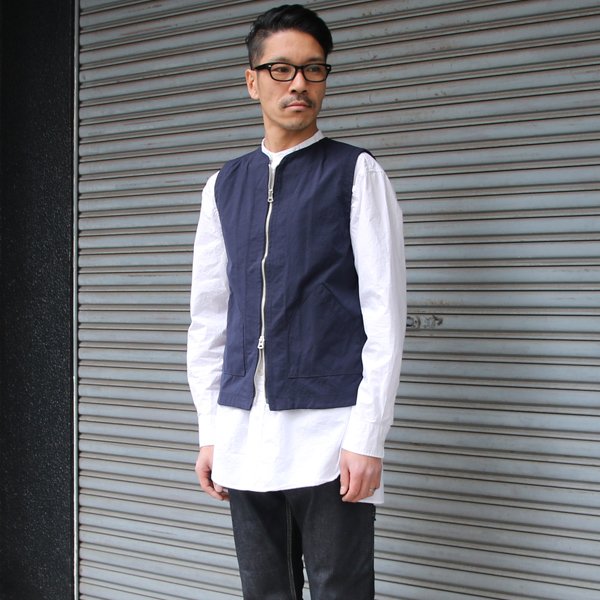 画像2: ヴィンテージナイロンオックス ノーカラーZipベスト【MADE IN JAPAN】『日本製』/ Upscape Audience