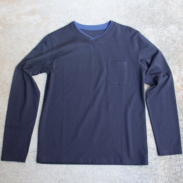 画像19: 【RE PRICE / 価格改定】コーマ天竺 2TONE Vネック ポケ付き L/S Tee【MADE IN JAPAN】『日本製』/ Upscape Audience