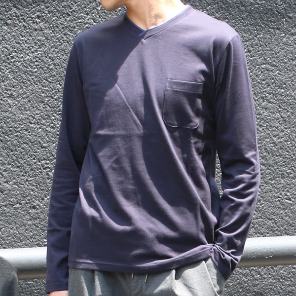 画像14: 【RE PRICE / 価格改定】コーマ天竺 2TONE Vネック ポケ付き L/S Tee【MADE IN JAPAN】『日本製』/ Upscape Audience