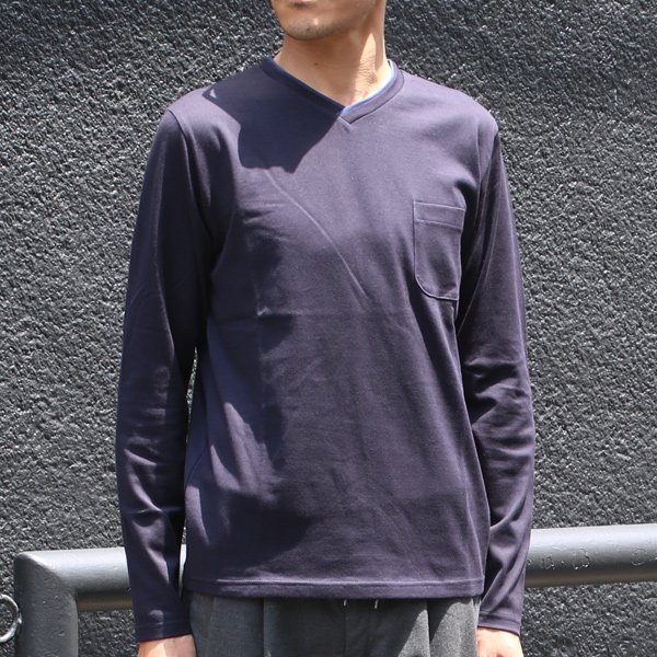 画像13: 【RE PRICE / 価格改定】コーマ天竺 2TONE Vネック ポケ付き L/S Tee【MADE IN JAPAN】『日本製』/ Upscape Audience