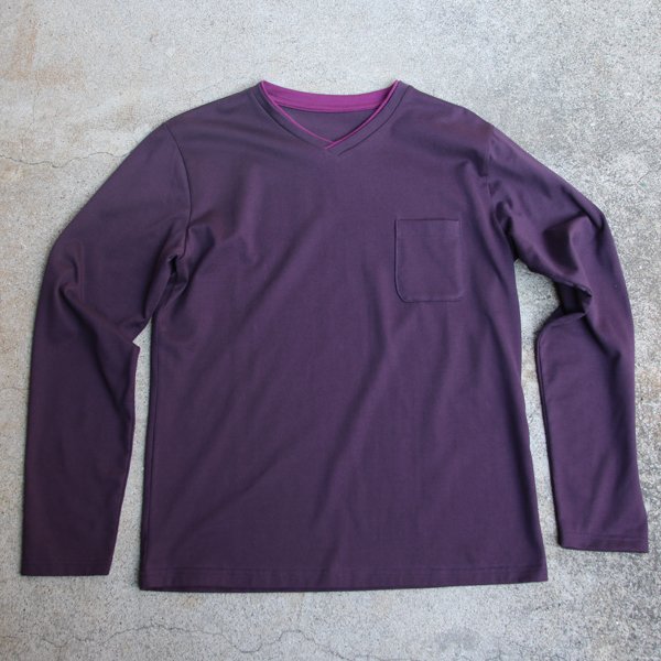 画像20: 【RE PRICE / 価格改定】コーマ天竺 2TONE Vネック ポケ付き L/S Tee【MADE IN JAPAN】『日本製』/ Upscape Audience
