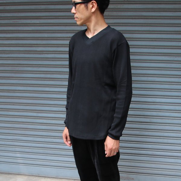画像14: ランダムワッフル ヘムラウンドVネック L/S ニットソー【MADE IN JAPAN】『日本製』/ Upscape Audience