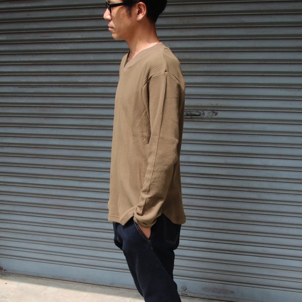 画像11: ランダムワッフル ヘムラウンドVネック L/S ニットソー【MADE IN JAPAN】『日本製』/ Upscape Audience