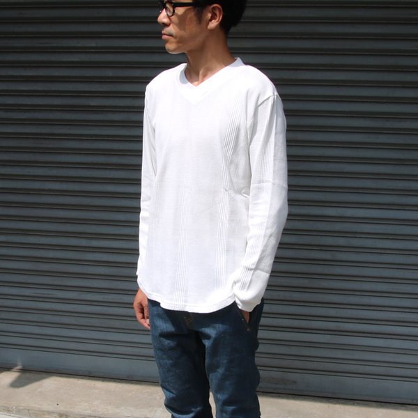 画像16: ランダムワッフル ヘムラウンドVネック L/S ニットソー【MADE IN JAPAN】『日本製』/ Upscape Audience