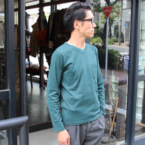 画像11: 【RE PRICE / 価格改定】コーマ天竺 2TONE Vネック ポケ付き L/S Tee【MADE IN JAPAN】『日本製』/ Upscape Audience
