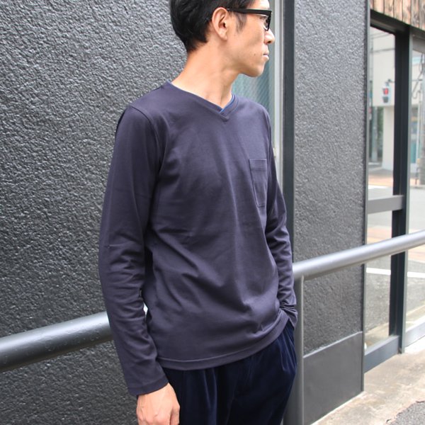 画像8: 【RE PRICE / 価格改定】コーマ天竺 2TONE Vネック ポケ付き L/S Tee【MADE IN JAPAN】『日本製』/ Upscape Audience