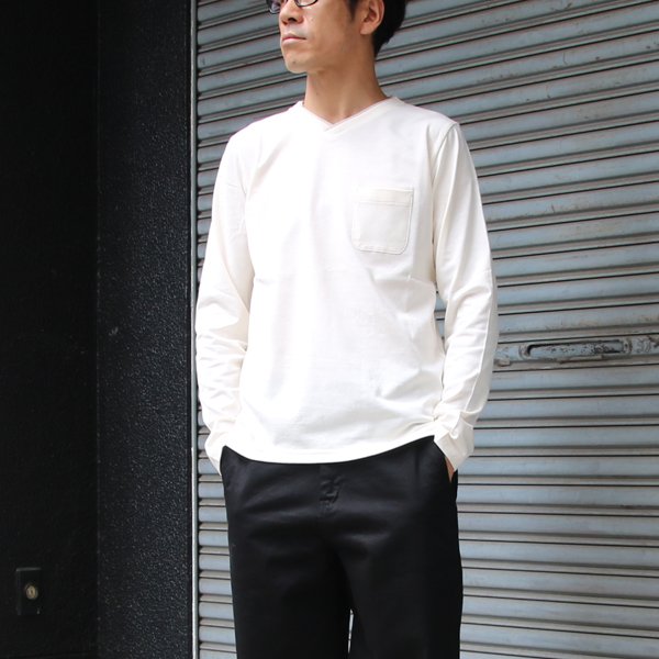 画像10: 【RE PRICE / 価格改定】コーマ天竺 2TONE Vネック ポケ付き L/S Tee【MADE IN JAPAN】『日本製』/ Upscape Audience