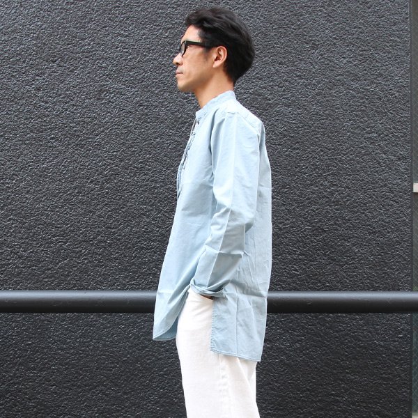 画像12: 【RE PRICE/価格改定】コットンギャバジンレースアップバンドカラー長袖シャツTEE【MADE IN JAPAN】『日本製』/ Upscape Audience