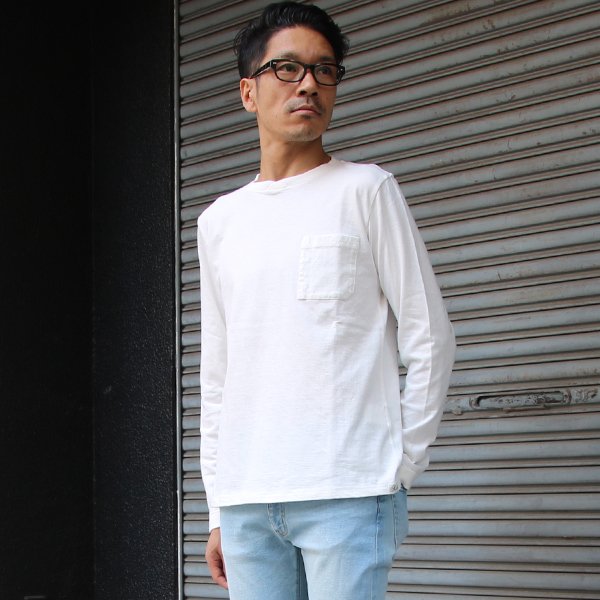 画像4: 吊り編み天竺オーバーラップC/N グラスポケ付き L/S Tee【MADE IN TOKYO】『東京製』/ Upscape Audience