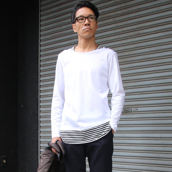 画像10: 【RE PRICE / 価格改定】コーマ天竺×シルケットボーダーレイヤード長袖カットソー【MADE IN JAPAN】『日本製  / Upscape Audience