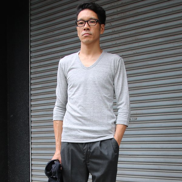 画像6: 【RE PRICE / 価格改定】ガラガラ紡Uネック7分袖カットソー【MADE IN JAPAN】『日本製』/ Upscape Audience