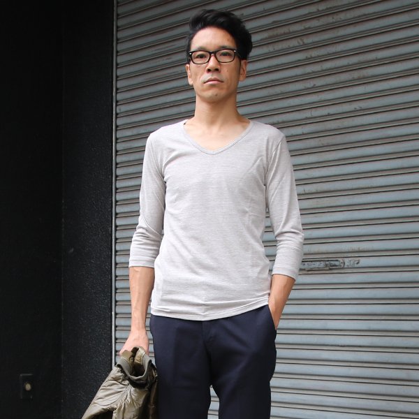 画像6: 【RE PRICE / 価格改定】ガラガラ紡Vネック7分袖カットソー【MADE IN JAPAN】『日本製』/ Upscape Audience