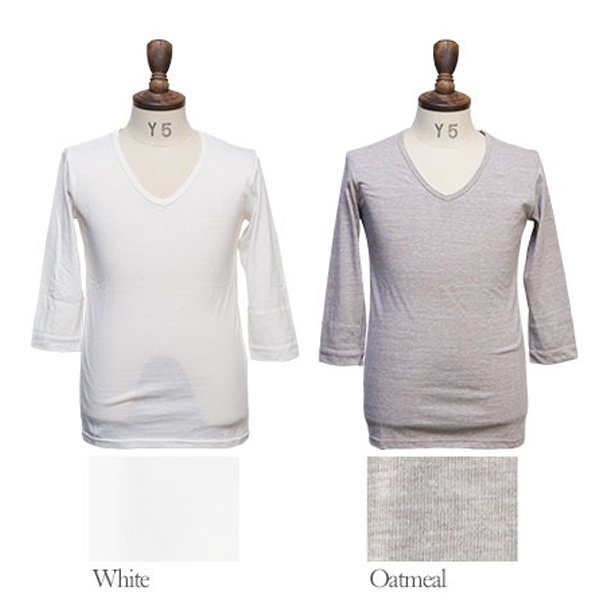 画像11: 【RE PRICE / 価格改定】ガラガラ紡Vネック7分袖カットソー【MADE IN JAPAN】『日本製』/ Upscape Audience