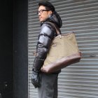 More photos1: デッドストックレインカモテント生地×Leather Travel Tote Bag 【送料無料】 / Upscape Audience VASCO