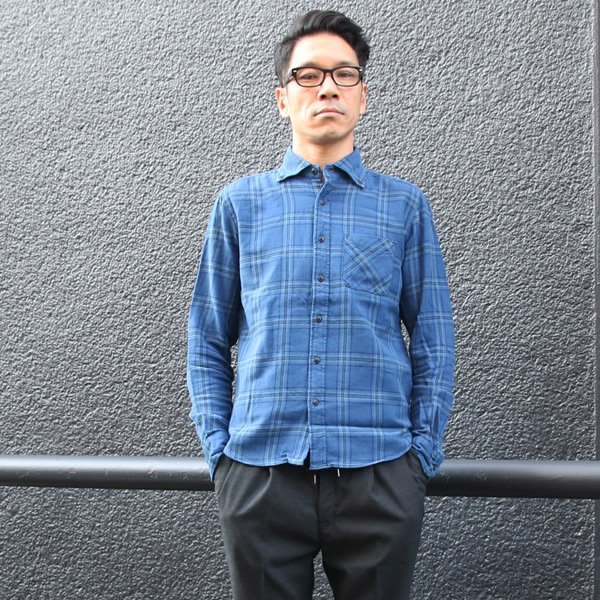 画像8: 【RE PRICE / 価格改定】ワイドスプレッドボタンダウンカラーインディゴネルチェック長袖シャツ【MADE IN JAPAN】『日本製』  / Upscape Audience
