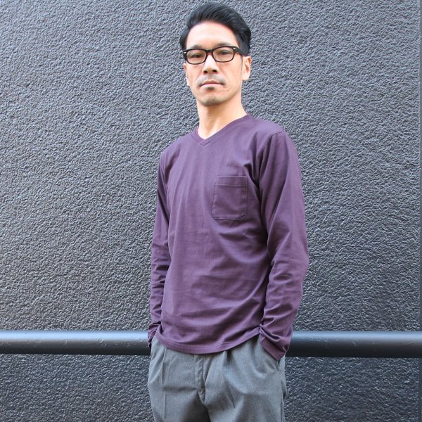 画像7: 【RE PRICE / 価格改定】コーマ天竺 2TONE Vネック ポケ付き L/S Tee【MADE IN JAPAN】『日本製』/ Upscape Audience