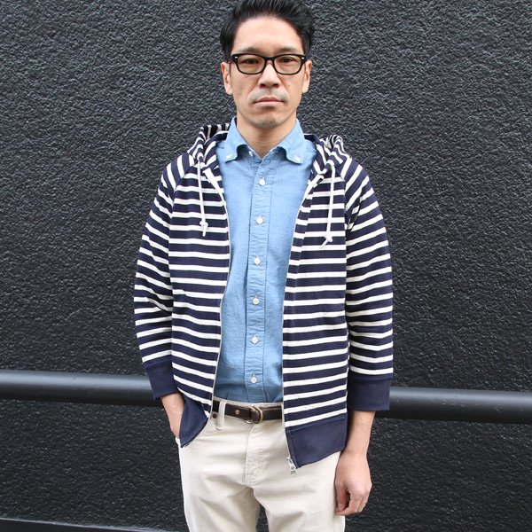 画像8: 【RE PRICE / 価格改定】BSQボーダー7分袖ジップパーカー【MADE IN JAPAN】『日本製』/ Upscape Audience