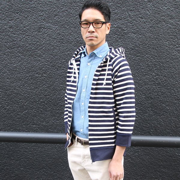 画像7: 【RE PRICE / 価格改定】BSQボーダー7分袖ジップパーカー【MADE IN JAPAN】『日本製』/ Upscape Audience